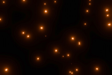 黒背景に光るたくさんの赤い粒子