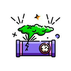 Pixelated Green Cloud on Purple Device with Timer and Lightning Bolt on Transparent Background