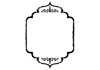 アジア風の飾りフレーム。豪華な装飾。手描きの荒い筆タッチ。