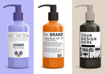 Cosmetic Packaging Mockup Set: Lotion Pump Bottle and Serum Dropper Dispenser for Beauty Product Branding