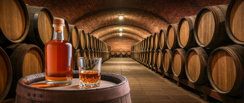 wine barrels in cellar - Powered by Adobe