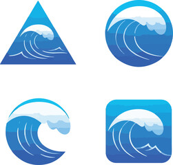 Obraz premium Ocean wave icons in different shapes representing water and nature.