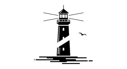 Lighthouse beacon guiding ships at sea a symbol of hope and safety for sailors navigating the ocean.