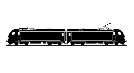 Silhouette of a HighSpeed Train on White Background.