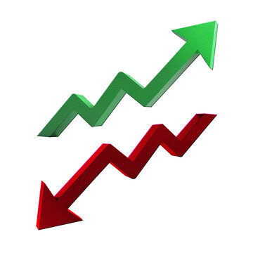 stock market trend arrows,increase and decrease graph indicators
