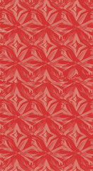Red floral pattern repeating design with a symmetrical arrangement.