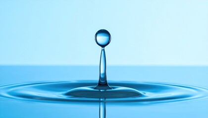 Macro View of Green Grass Blade Adorned with Morning Dew in Natural Light and Droplet