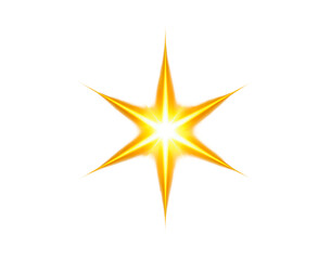 Fototapeta premium Radiant golden star - illuminated abstract design on transparent background