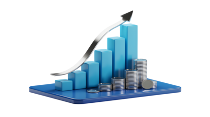 Visualize business growth and success with dynamic financial chart and rising arrow