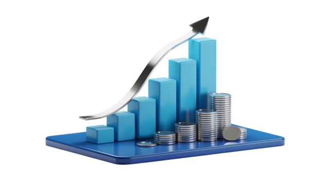 Visualize business growth and success with dynamic financial chart and rising arrow