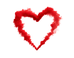 Red smoke heart shape on transparent background