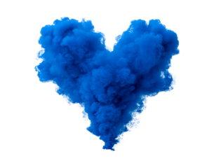 Blue heart smoke cloud on transparent background