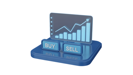 Invest wisely with buy and sell buttons and a rising growth chart for great profits