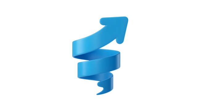 Dynamic spiral arrow ascends upward symbolizing growth and progress