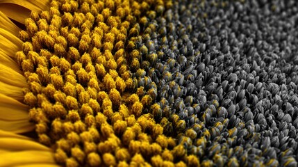 Vibrant Sunflower Texture in High Detail Showcasing Contrasting Colors and Patterns During a Sunny Afternoon