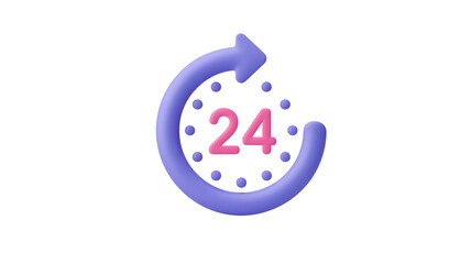 Dynamic 24 hour service icon symbolizing constant availability and support