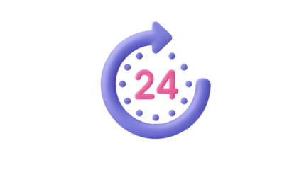 Dynamic 24 hour service icon symbolizing constant availability and support