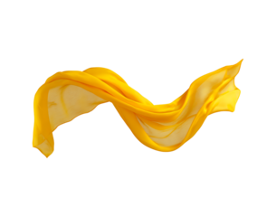 Flowing yellow fabric on transparent background