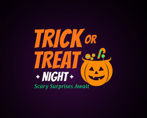 trick or treat night halloween pumpkin graphic art