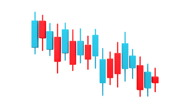 Dynamic stock market chart shows downward trend in vibrant colors