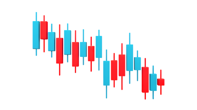 Dynamic stock market chart shows downward trend in vibrant colors