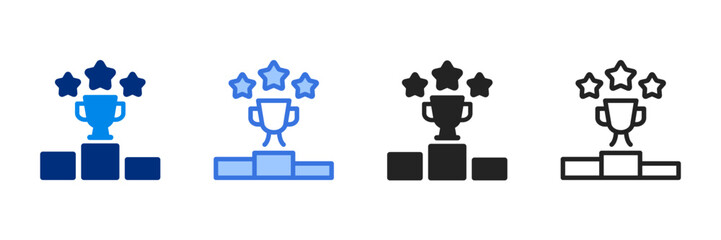Winner Podium Icon Set Multiple Style Vector Illustration 
