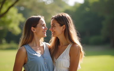 Fototapeta premium two girlfriends outdoor. High quality