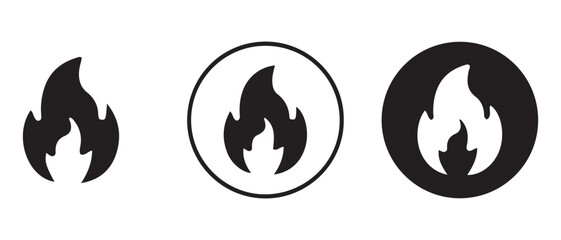 Flame icons vector. in different styles isolated on white background.