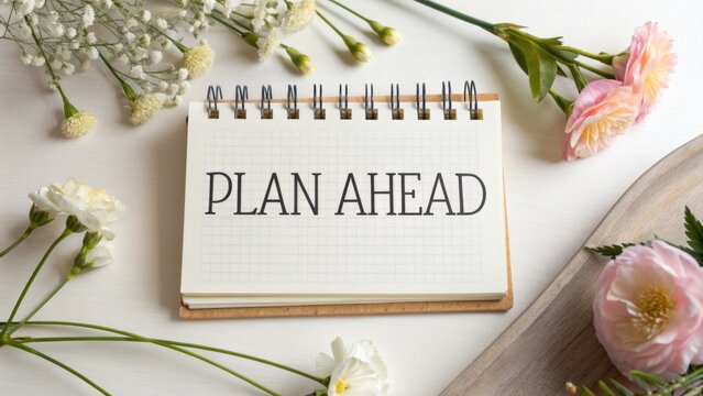 Inspiring Motivational Quote on Notepad Surrounded by Beautiful Flowers and Natural Elements for Planning Ahead