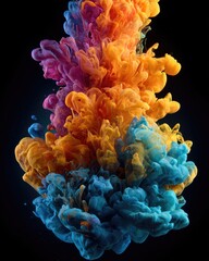 Vibrant splash of abstract acrylic drip art with flowing colors dramatic water composition in a dark environment for artistic expression