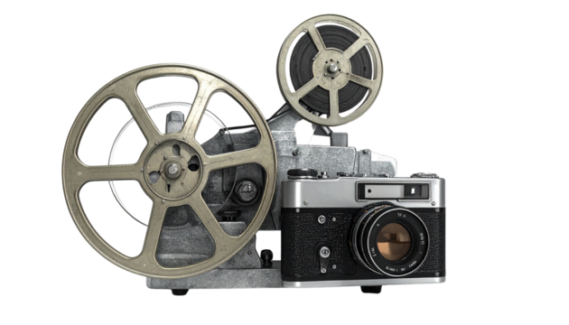  Classic Movie Projector and Analog Camera Set, isolated on transparent background - Powered by Adobe