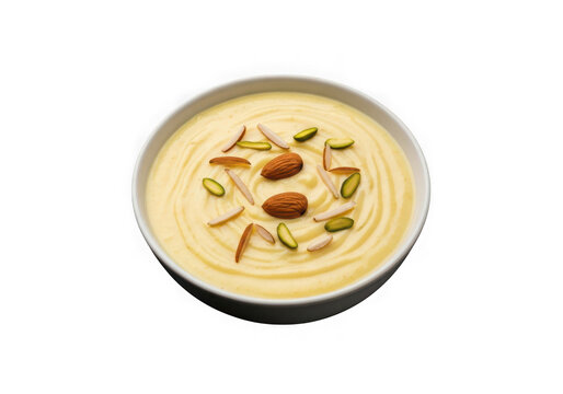 Delicious basundi dessert isolated on transparent background, traditional indian sweet