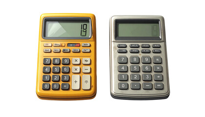   Retro Pocket Calculator and Classic Handheld Device Bundle, isolated on transparent background.