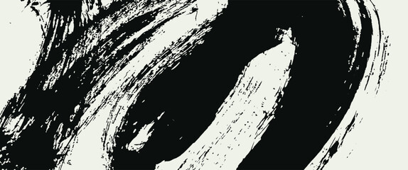 Paint brush stroke. Dynamic swirl. Abstract background pattern. Black vector splash. Watercolor spray shape. Grunge dust texture. Ink line. Hand-drawn smear. Retro design. Graphic art banner