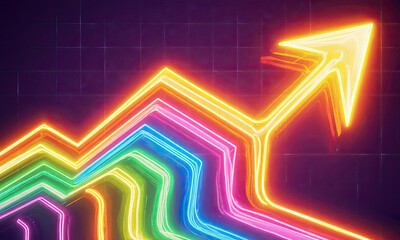 Vibrant Neon Arrow Graph Ascending