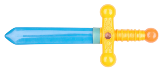 plastic sword toy with blue orange color isolated on white background