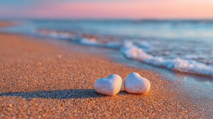 Romantic sandy coast with palm trees and oceanic background optimistic holiday touch under the sky