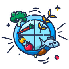 Diet Plate Icon with Food Groups Vector Illustration for Diet and Healthy Lifestyle on Transparent Background