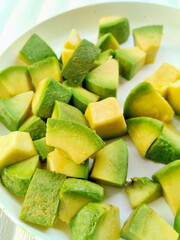 Close-Up of Diced Avocado on a Plate