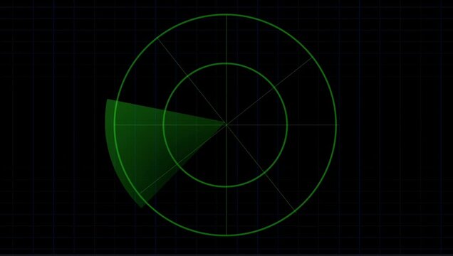 Rotating Green Radar Screen Head-Up Display Scanning Target Overlay Animation