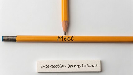 Creative concept of pencils meeting at a point conveying collaboration, balance, and intersection in educational and artistic settings