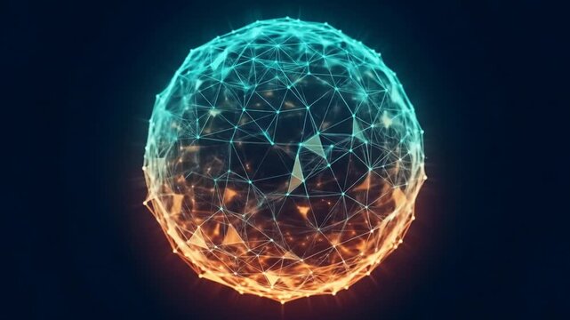 Intricate plexus sphere animation in dark space creating a futuristic effect