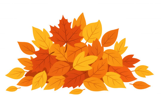 Autumn leaves pile illustration with falling foliage, collecting into a heap, seasonal nature graphic, transparent background