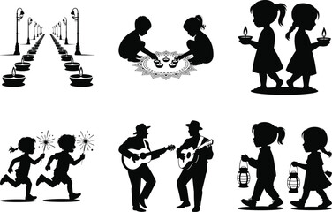 Traditional Diwali Celebration Vector Bundle