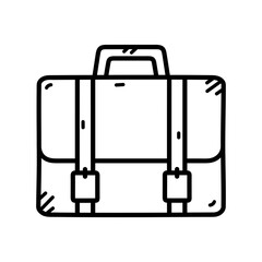 Briefcase Icon on Transparent Background Featuring Black Outline and Straps Suitable for Business Symbolism Designs