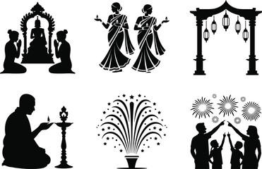 Traditional Diwali Celebration Vector Bundle