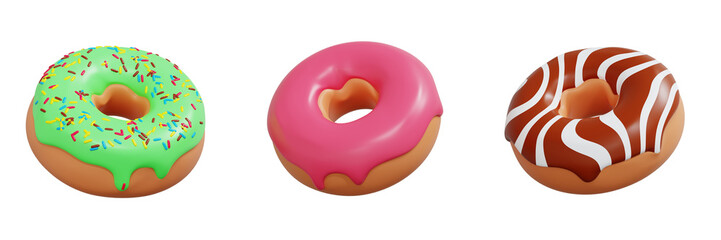 3d Stylized Donut Set food concept illustration ideas