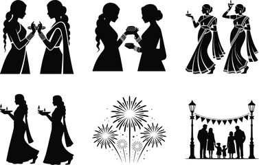 Traditional Diwali Celebration Vector Bundle