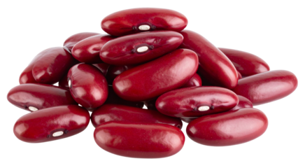 pile of peeled red kidney beans isolated on white background