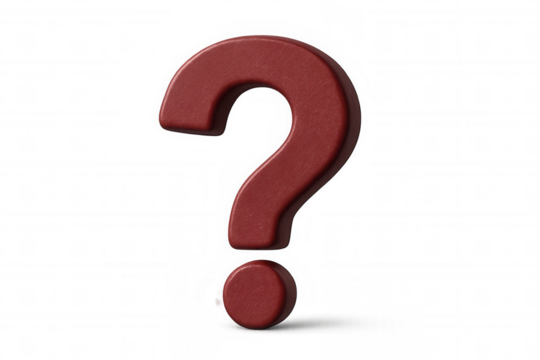 Red 3d question mark symbol representing uncertainty, help, support, decision making, doubt, and problem solving on transparent background - Powered by Adobe